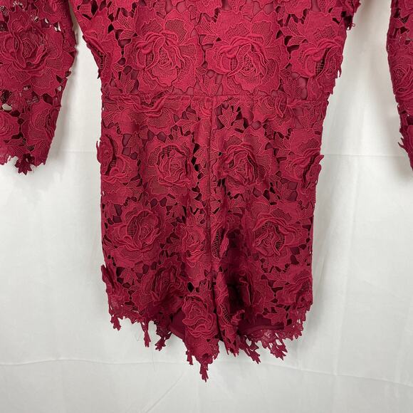 Lovers + Friends Women's Peony Romper 3" Inseam Burgandy Wine Red Size S - Picture 3 of 9